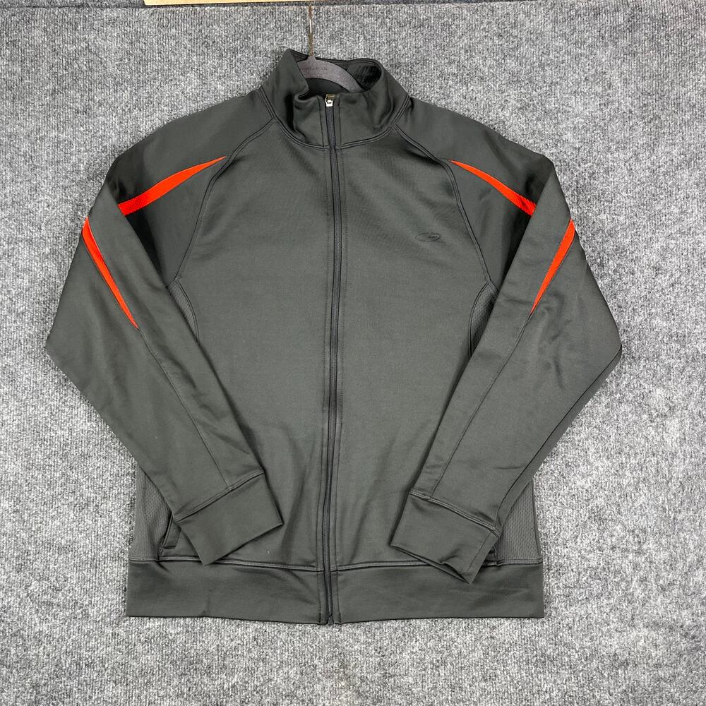 Champion Track Jacket Mens‎ M Gray Full Zip Athletic Running Stripe Lightweight